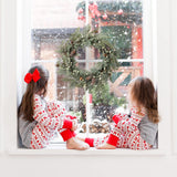 LOHASBEE Artificial Christmas Wreath, 24" Pine Cone Grapevine Flocked Glitter Fir Wreath with White Berries for Christmas Home Front Door Hanging Wall Window Decor LOHASBEE