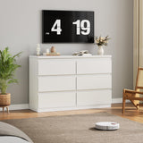 Jocoevol White 6 Drawer Dresser for Bedroom, 15.3" D x 47.2" W x 32.3" H in Simply Modern Chest of Drawers, Wood Storage Double Dresser with Deep Drawers for Living Room, Hallway Entryway, White Jocoevol