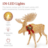Best Choice Products 2-Piece Moose Family, Lighted Outdoor All-Weather Christmas Yard Decoration Light-Up Décor Set w/ 170 LED Lights, Ground Stakes, Zip Ties - Gold Best Choice Products