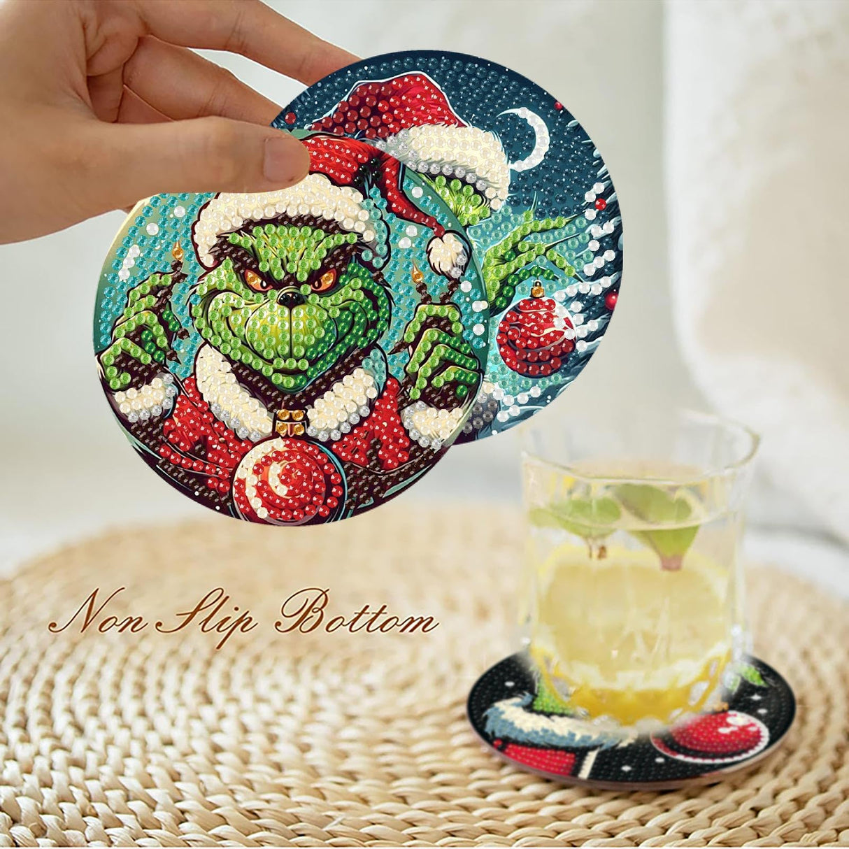 Yijingtop 8 Pcs Christmas Diamond Painting Coasters Kits with Holder,DIY Xmas Diamond Art Coaster Kits for Adults,Christmas Diamond Art Kits for Adults for Home Wall Decor Yijingtop