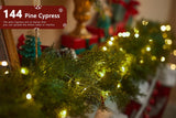 6FT Christmas Garland PARTY JOY Cedar Garland with 9.8FT LED Lights String, Greenery Plant for Christmas Decorations Table Mantle Background Wall Room Outdoor Indoor Winter Decoration PARTY JOY