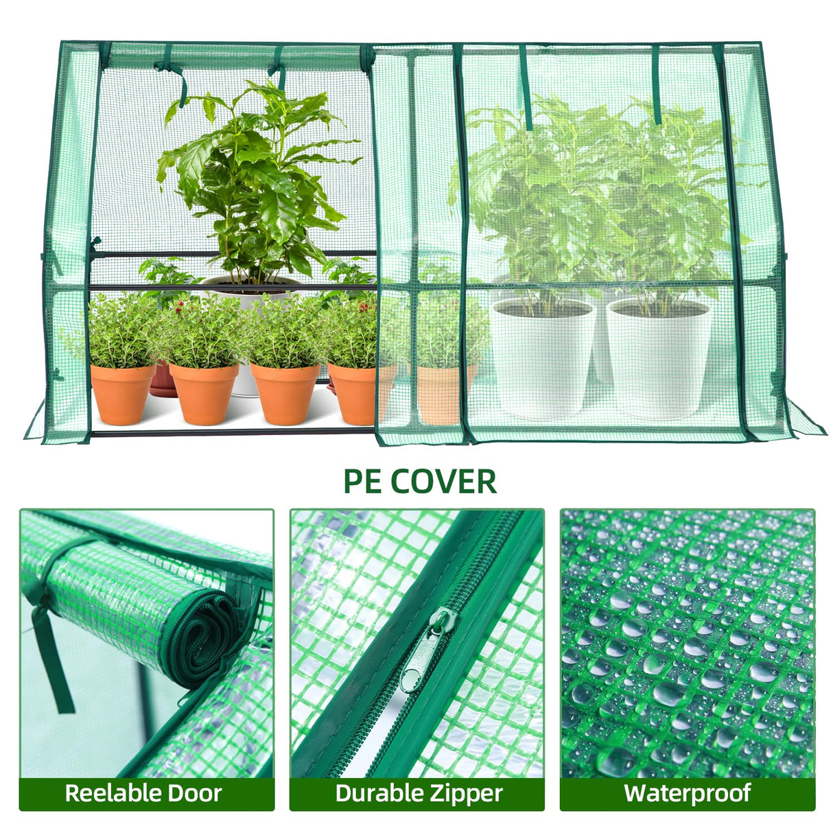Ohuhu Portable Mini Greenhouse, 71"x36"x36" Greenhouses for Outdoors with Dual Large Zipper Doors & Ground Stakes, Waterproof & UV Protected Plastic Green House for Outside Garden Patio Backyard Ohuhu