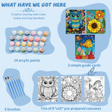 Kids Paint By Number Kits Age 8-12, 3 Pack 8x10 Inch Framed Canvas With 24x3ml Acrylic Pots, 6 Brushes, Painting Kits For Kids, Crafty By Numbers With Paint, 6-10 Year Old Girl Christmas Gift Jovial & Joyful