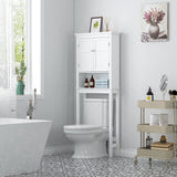 UTEX Over The Toilet Storage Cabinet, Over Toilet Bathroom Organizer with Adjustable Shelves, Above Toilet Storage Cabinet Space Saver, White UTEX