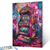 Tucocoo Graffiti Game Slot Machine Paint by Number for Adults Beginner with Paintbrushes Acrylic Neon Gaming Vidio Painting by Numbers Kits Canvas Art Crafts Home Decor16x20Frameless Tucocoo