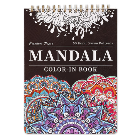 Mandala Coloring Book for Adults - 9" x 12" Coloring Book Spiral Bound, 50 Hand Drawn Mandalas Patterns for Relaxation & Stress Relief, Mindfulness Gifts Appointime