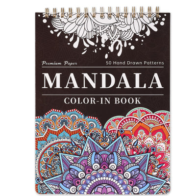 Mandala Coloring Book for Adults - 9" x 12" Coloring Book Spiral Bound, 50 Hand Drawn Mandalas Patterns for Relaxation & Stress Relief, Mindfulness Gifts