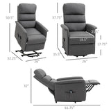 HOMCOM Power Lift Recliner Chair for Elderly, Easy Assembly, Fabric Lift Chair for Adults, Recliner Sofa with Remote Control, Side Pockets for Living Room, Gray HOMCOM
