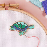 Caterpillar Cross Stitch Needle Minder - Turtle for Cross Stitch, Sewing, Embroidery and Needlework Craft Accessories, Enamel and Magnetic Caterpillar Cross Stitch