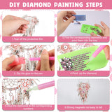 NAIMOER DIY Hanging Diamond Art Kits for Adults, Pink Dream Catcher Diamond Painting Kits, Special Shaped Rhinestone, Acrylic 5D Gem Art Craft Window Pendants Home Garden Wall Hanging Ornament Kits NAIMOER