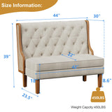 Andeworld Loveseat Settee Bench with Natural Rattan Arms,Upholstered Modern High-Back Mini Sofa Couch,Banquette Dining Bench Love Seat for Living Dining Room Bedroom Office Small Space Entryway,Beige Andeworld