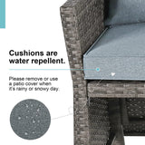 OC Orange-Casual 2-Piece Outdoor Patio Furniture Wicker Love-seat and Coffee Table Set, with Built-in Storage Bin, Grey Rattan, Grey Cushions OC Orange-Casual