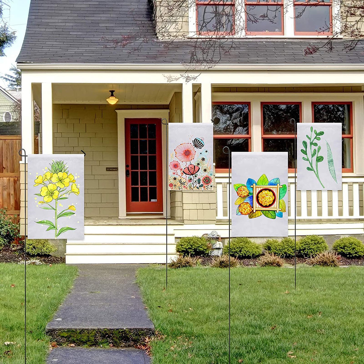 DEAYOU 36 Pack Sublimation Blank Garden Flags, DIY White Lawn Flags Polyester Banners for Outdoor, Courtyard, Party, Home, School, 12" x 18" DEAYOU