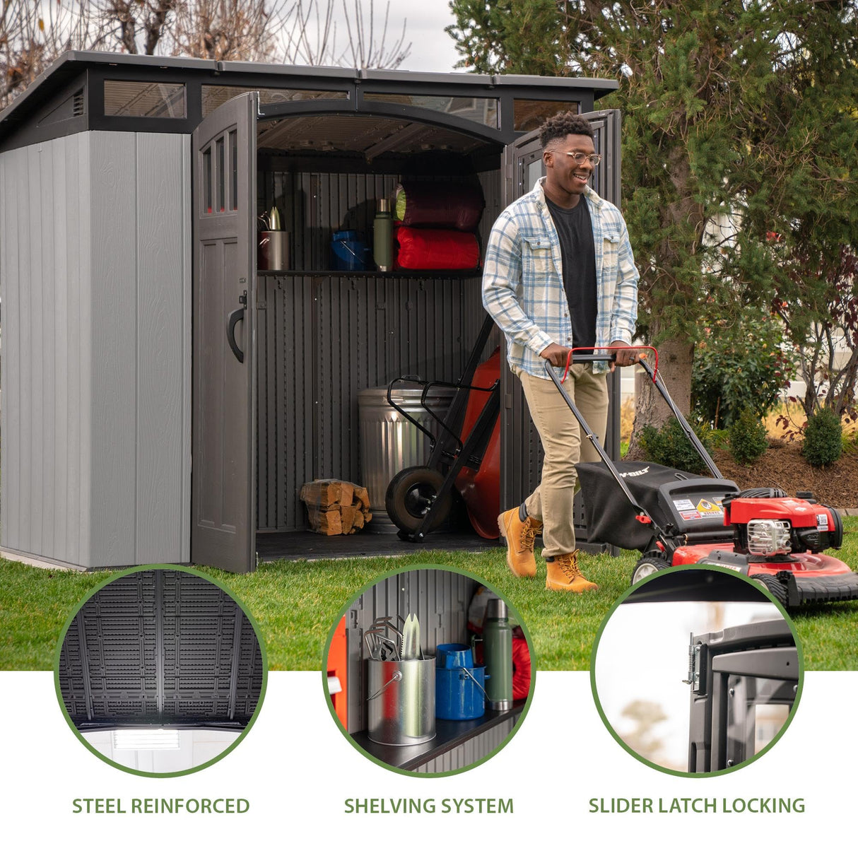 Lifetime Modern Outdoor Storage Shed, 8 x 5 Foot, Gray Lifetime