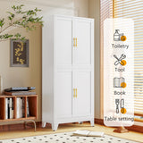 winiowa 75" Tall Kitchen Pantry Cabinet, Metal Storage Cabinet with Doors and Adjustable Shelves, White Freestanding Pantry Cabinet for Kitchen, Dining Room, Living Room, Laundry Room, Bathroom winiowa