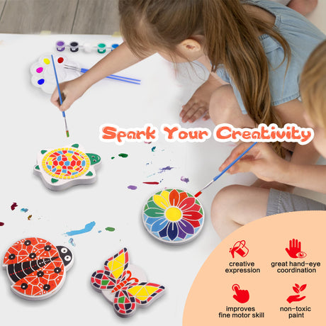 IFLOVE Paint Your Own Stepping Stones for Kids Craft Kits,Arts and Crafts for Kids Ages 4-8,5 Pack Painting Crafts for Girls Ages 8-12，Outdoor Toys Art Supplies Toddler Birthday Gift (Multicolored) IFLOVE