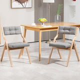 HOMEFUN Folding Chairs with Cushion, Wooden Padded Folding Chairs 2 Pack, Portable and Assembled Folding Dining Chair for Guests Kitchen Office Wedding and Party, Gray HOMEFUN