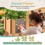 Aoparts Mud Kitchen for Kids Outdoor, Wood Outdoor Kitchen with Planter Box, Toddler Play Kitchen with Sink, Faucet, Blackboard, Water Cup and Kitchen Accessories for Kids Aoparts