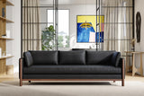 Valencia Matera 93” Black 3 Seater Full Leather Sofa | Modern Nappa Leather Couch with 2 Pillows for Living Room Furniture | Canadian Hardwood, One-Piece Curved Frame Lounge Sofa VALENCIA THEATER SEATING