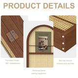 Rattan Room Divider with Bookshelf,Privacy Screen for Home Office & Bedroom,Portable Partition, Wooden Frame Svimi