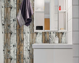 FLFK Rustic Wood Wallpaper,Peel and Stick Wood Grain Shiplap Design Wall Mural for Living Room, Bedroom, Kitchen, Office, Apartment Decor 16"x128" FLFK