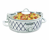 Crock-Pot Small 2.5 Quart Casserole Slow Cooker in White/Blue, Enjoy Eye-Catching Quick Meals, Durable and Compact Crock-Pot