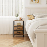 TUTOTAK End Table, Couch Side Table, Nightstand with Cloth Drawer, Set of 2, Bedside Table, Brown TB01BB066 TUTOTAK