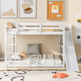 Harper & Bright Designs Full Over Full Bunk Bed with Slide, Bookshelves and Ladders, Solid Wood Floor Bunk Loft Bed Frame for Kids Girls Boys (White) Harper & Bright Designs