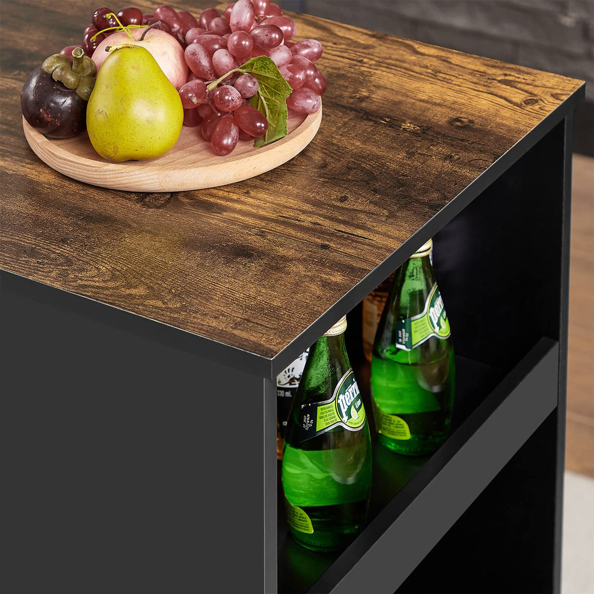 VECELO Small Bar Table and Chairs Tall Kitchen Breakfast Nook with Stools/Dining Set for 2, Storage Shelves, Space-Saving, Retro VECELO