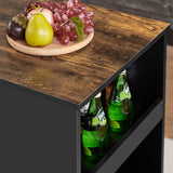 VECELO Small Bar Table and Chairs Tall Kitchen Breakfast Nook with Stools/Dining Set for 2, Storage Shelves, Space-Saving, Retro VECELO