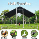 HITTITE Large Metal Chicken Coop with Run, 12.8 x 9.84 x 6.56 ft Walk in Poultry Cage Chicken Run Pen, Outdoor Chicken Runs for Yard with Waterproof & Anti-UV Cover HITTITE