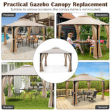 Tangkula 10x12 Ft Gazebo Replacement Canopy Top, Double Tier Canopy Replacement Roof with Air Vent and Drainage Holes, CPAI-84 Outdoor Canopy Top Cover for Garden, Backyard, Patio (Beige) Tangkula