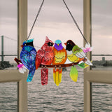DASTOLL Stained Glass Window Hanging, Birds on A Branch Stain Glass Suncatcher, Hand-Painted Sun Catchers Indoor Window Decoration Bird Lover Gift for Mom, Grandma, Stocking Stuffers for Women DASTOLL