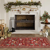 Lahome Christmas Runner Rug 2x6 Red Runners for Hallways,Kitchen Rugs Non Slip Washable Entryway Carpet Runner,Soft Christmas Tree Santa Claus Runners for Bathroom Bedside Holiday Decor(2'x6',Red) Lahome