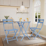 3 Piece Bistro Set Outdoor Indoor, Folding Bistro Table and Chairs Set of 2, Waterproof Patio Furniture for Balcony Porch Apartment Garden(Blue) Garvee