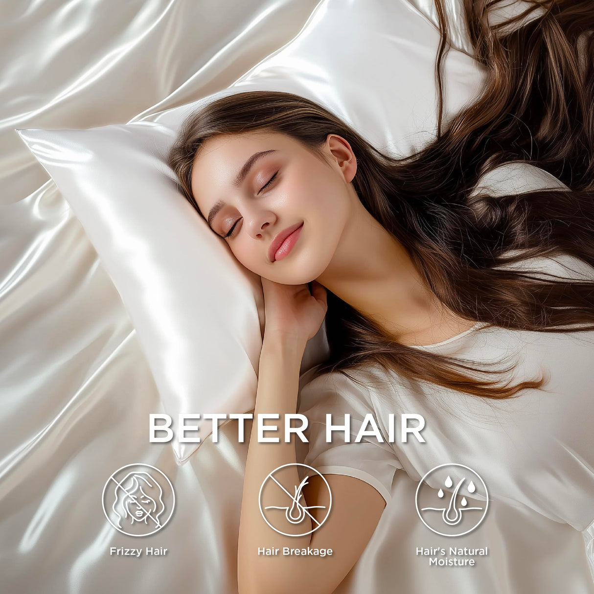 Bedsure Satin Pillowcase for Hair - White Satin Pillow Cases Standard Size with Zipper 2 Pack, Similar to Silk Pillow Cases for Skin, Silky & Soft Pillow Covers, Gifts for Her or Him, 20x26 Inches Bedsure