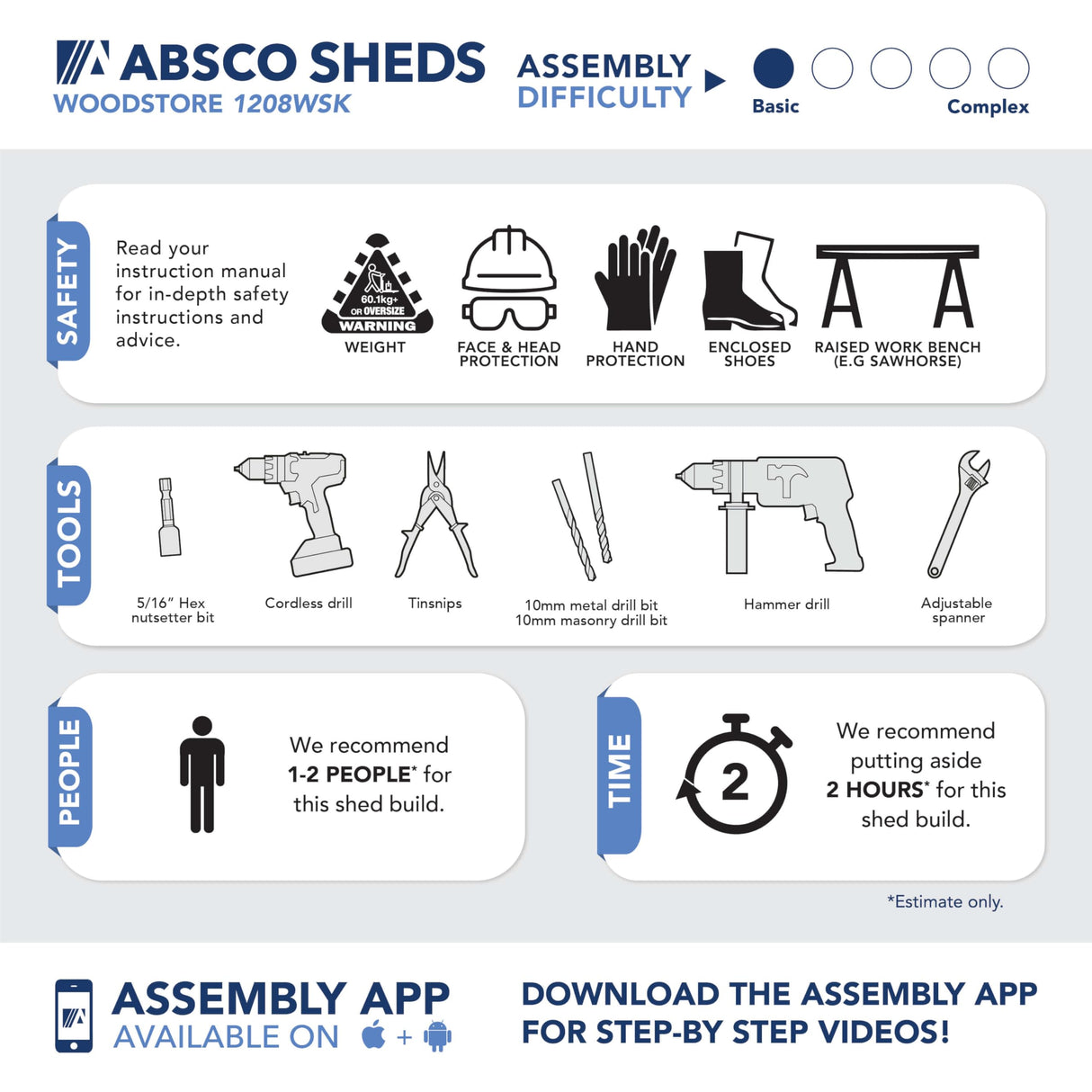 ABSCO 4' x 2.5' x 3.7' DIY Galvanized Steel Firewood Shed, Surfmist White ABSCO