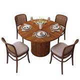 weselon 47 inch Round Dining Table for 4, Kitchen Table Dinner Table with 2-Layer Storage Shelf and Wood Slide Door for Home Dining Room Living Room (Walnut) weselon