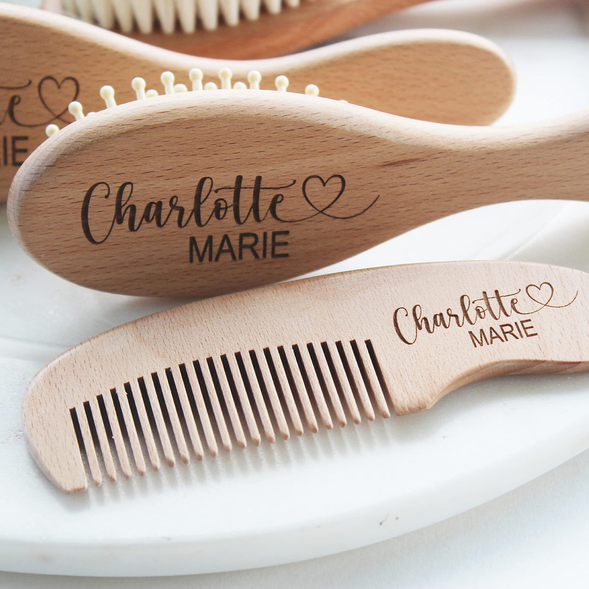Personalized Baby Gift | Baby Brush | Personalized Baby Brush | 3pcs Set | Personalized Wooden Baby Brush | Personalized Baby Gift Girls | Newborn Baby Essentials Forever Personalized