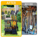 LCMWHOP Garden Tool Organizer - Heavy Duty Garage Storage and Organization with Wheels - Large Garden Tool Storage Holder for Lawn Yard Patio Shed,Garage Shovel Rack LCMWHOP