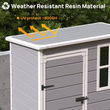 VONZOY Outdoor Resin Storage Shed, 5x3FT Plastic Storage Sheds with Floor, Lockable Door, Window, Waterproof Tool Sheds & Outdoor Storage Outside for Bike, Garbage Can,Garden, Grey White VONZOY