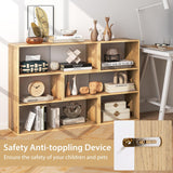 Tangkula 6 Cubes Bookcase, 2-Piece Separable Floor Standing Open Horizontal Bookshelf, Multifunctional Display Storage Shelf for Living Room Study Office (Natural, 6-Cube) Tangkula