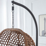 LFVFFA Egg Swing Chair with Stand Outdoor Indoor, Hanging Egg Chair with Cushions and Pillow,300lbs Capacity for Porch, Patio, Bedroom, Balcony, Brown LFVFFA