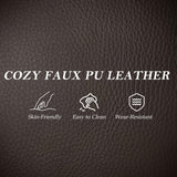 DRMBOOK Reclining Loveseat Sofa, Faux Leather Double Reclining RV Loveseat Couch with Console, Manual 2 Person Recliner, 2 Seater Home Theater Seating with Cup Holders for Living Room (Light Brown) DRMBOOK