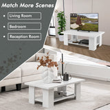 Tangkula 2-Tier Coffee Table, Modern Rectangular Center Cocktail Table with 5 Support Legs, Wooden Accent Living Room Furniture, Small Coffee Table for Small Spaces, Easy Assembly (White) Tangkula