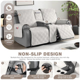 TAOCOCO Loveseat Recliner Cover with Console, Non-Slip Split Reclining Pet Cover for Dual Loveseat Recliner, Furniture Protector with Elastic Straps (2 Seater, Off White) TAOCOCO
