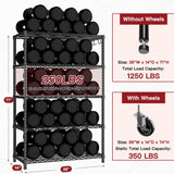 PrimeZone 74''H Wire Shelving 1250lbs 5 Tier Storage Shelves with Wheels NSF Certified Heavy Duty Steel Metal Shelf Adjustable Rolling Rack Kitchen Garage Closet Pantry Laundry 74''HX36''WX14''D 4PCS PrimeZone