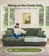 Kidirect 87in Green Sofa, Couches for Living Room 21in Extra Deep Seats, Comfy Corduroy Sofas for Living Room No Tool Assembly, Modern Oversized Love Seat with 2 Pillows, Sofa Couch for Bedroom Kidirect