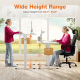 Sweetcrispy Standing Adjustable Height Desk, Electric 40 x 24 Inch Sit to Stand Up Rising Computer Gaming Table with 3 Memory Presets, Splice Board, T-Shaped Bracket Home Office Workstation - White Sweetcrispy