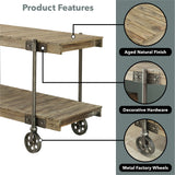 FirsTime & Co. Natural Oxford Factory Cart Console Table, Narrow Sofa Table for Living Room, Entryway, Wood and Metal, Farmhouse, 50 x 21.5 x 30 Inches FirsTime & Co.